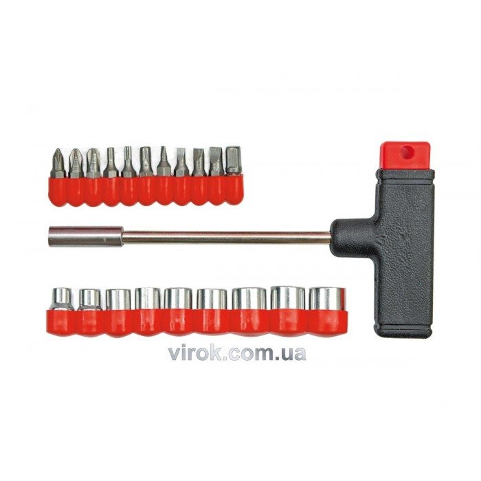 Викрутка Т-подібна VOREL : з насадками і головками. [Набір 20 Елем.] [10/80]