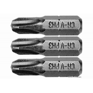 Насадка викруткова STHOR : Phillips PH3 x 25 мм, HEX 1/4", Cr-V, 3 шт DW