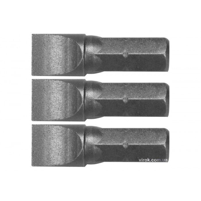 Насадка викруткова STHOR : шліц SL8 x 25 мм, HEX 1/4", Cr-V, 3 шт (DW)