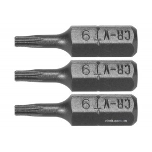 Насадка викруткова STHOR : TORX T9 x 25 мм, HEX 1/4", Cr-V, 3 шт (DW)