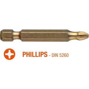 Насадка викруткова USH ISOTIN : Phillips PH3 x 50 мм. Torsion. титанова, подовжена. Уп. 10 шт.