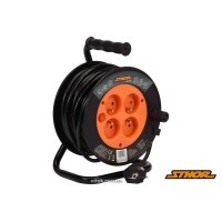 Подовжувач мережевий STHOR на котушці : l= 15 м, 4 гнізда, 3-жильний, Ø= 1 мм², IP44(DW)