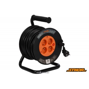 Подовжувач мережевий STHOR на котушці  : l= 40 м, 4 гнізда, 3-жильний, Ø= 1 мм², IP44(DW)