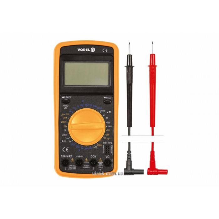 Мультиметр для вимірювання електричних параметрів VOREL : цифровий з LCD-дисплеєм [40]