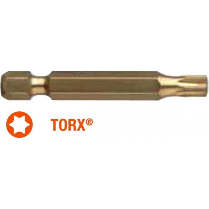Насадка викруткова USH ISOTIN : TORX T30 x 50 мм Torsion. титанова подовжена, Уп. 10 шт.