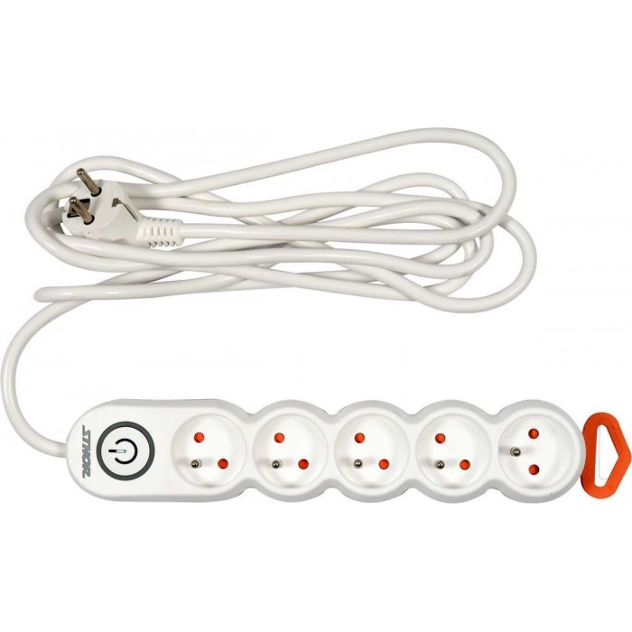 Подовжувач мережевий STHOR: l= 5 м, колодка з 5 гніздами і вмик, 3-жильний Ø=1,5 мм², з заземл [20]