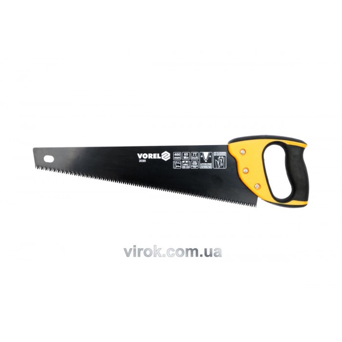 Ножівка по дереву VOREL: L= 400мм, W=1мм, Тефлонове покриття, 65Mn,Тверд. 50-54 HRC, 7 зуб/1"[12/48]