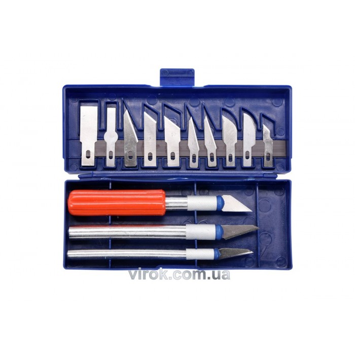 Ножі для різблення по дереву VOREL Набір 13 лез + 3 [25/100]