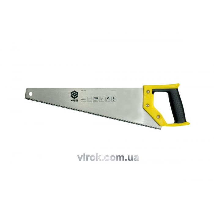 Ножівка по дереву VOREL : L= 500 мм, W= 1 мм, Пластмасова ручка,Твердість 48 HRC, 7 зуб/1" [10/40]