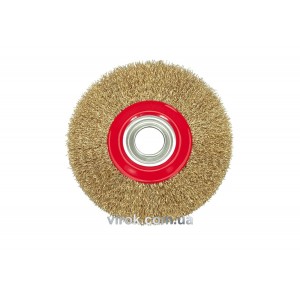Щітка - крацовка для точильного станка VOREL латунна. сталь Ø-150мм [12/36]