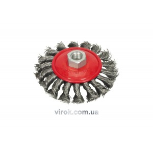 Щітка - крацовка VOREL плоска з гайкою М14, Ø-100мм підсилені [12/48]