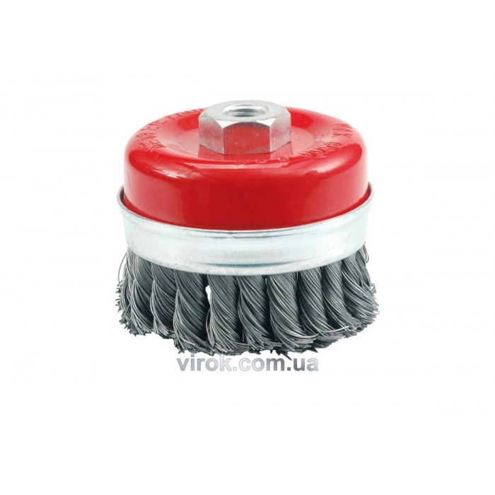Щітка - крацовка VOREL чашкоподібна, з гайкою М14, Ø-80мм підсилені [12/36]