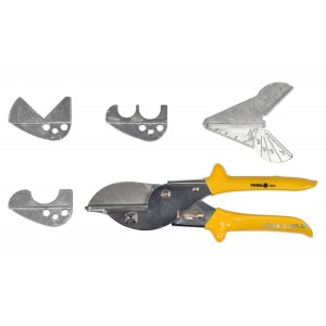 Ножиці поліфункційні по гумі і пластику VOREL l= 220мм, леза l=60мм з 4 додатковими насадками [6/24]