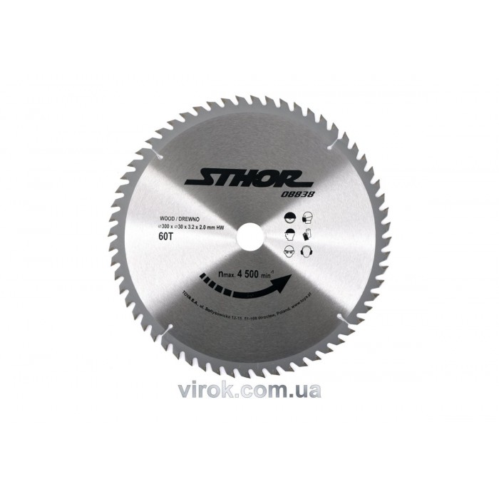 Диск пильний по дереву STHOR. Ø= 300/30 мм, h= 3,2 мм, 60 зубів(DW)