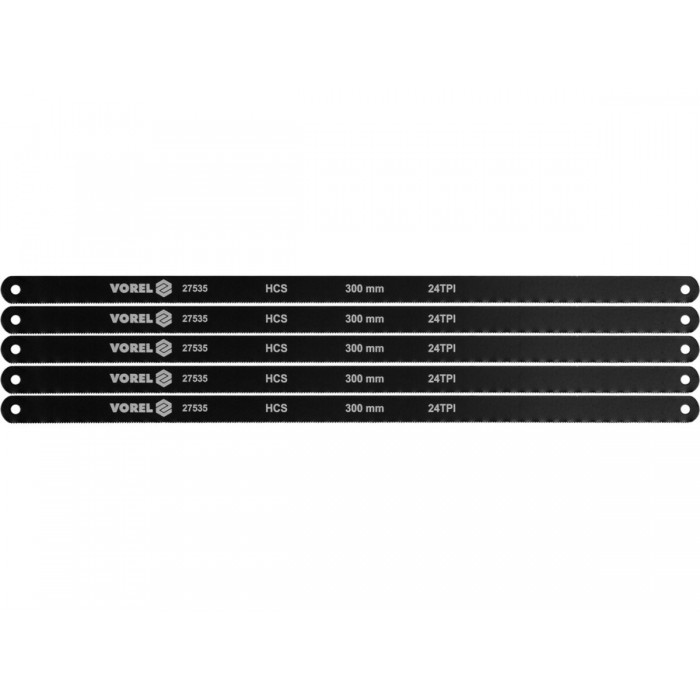 Полотно різальне до ножівки по металу VOREL 300х 12,6х 0,65 мм, 24 зуби/1", паков. 5 шт [10/200]