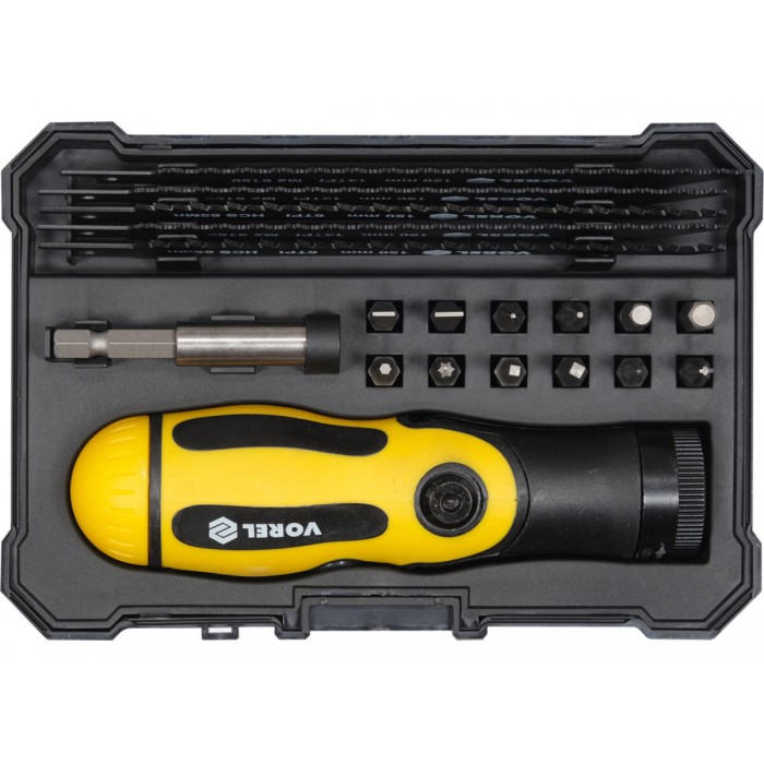 Тримач багнетний різальних полотен і викр. вставок VOREL, l= 150 мм з полотнами і бітами, наб. 18 ел