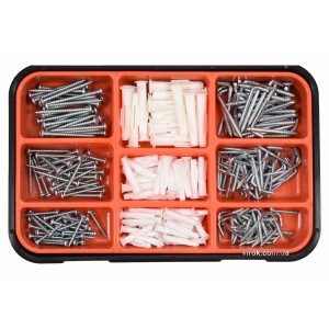 Шурупи, гаки з різьбою та дюбелі VOREL, набір 290 шт. [5/20]