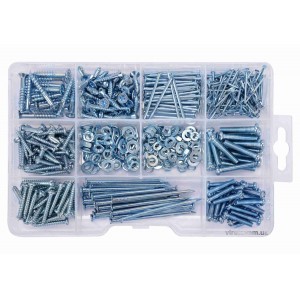 Шурупи, цвяхи, шайби і гайки VOREL, набір 580 шт. [6/24]