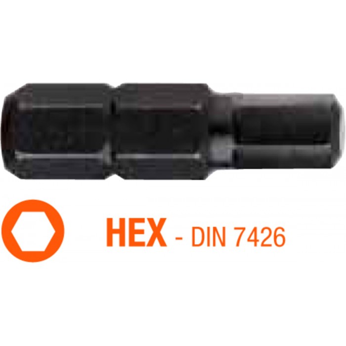 Насадка викруткова USH Industry : HEX 3 x 25 мм шестигранна, Уп. 10 шт.