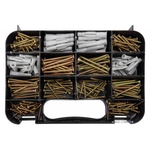 Шурупи та дюбелі VOREL, набір 260 шт.(DW)