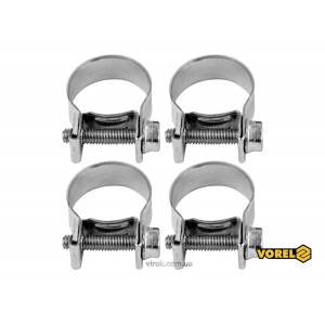 Хомут сталевий, з гвинтовим затискачем W1 VOREL : Ø= 16-18/ 9 мм, оцинкований, 4 шт. [100]