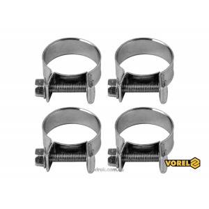 Хомут сталевий, з гвинтовим затискачем W1 VOREL : Ø= 20-22/ 9 мм, оцинкований, 4 шт. [100]
