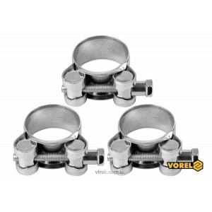 Хомут сталевий, з гвинтовим затискачем GBS W1 VOREL : Ø= 29-31/ 20 мм, оцинкований, 3 шт. [75]