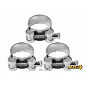 Хомут сталевий, з гвинтовим затискачем GBS W1 VOREL : Ø= 32-35/ 20 мм, оцинкований, 3 шт. [75]