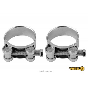 Хомут сталевий, з гвинтовим затискачем GBS W1 VOREL : Ø= 35-38/ 20 мм, оцинкований, 2 шт. [100]