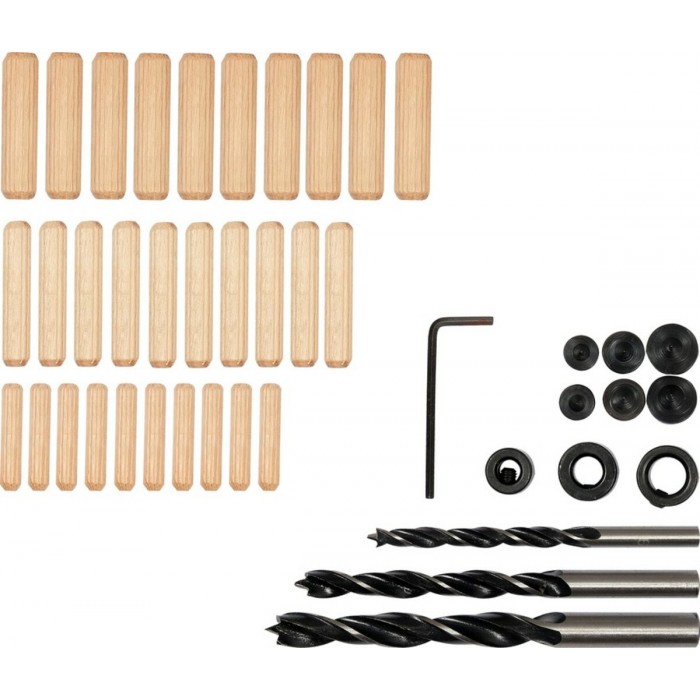 Засоби для кілкових сполучень по дереву YATO з діаметром 6, 8, 10 мм, набір 43 шт. [6/24]