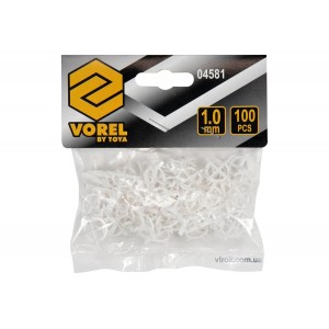 Хрестики дистанційні багаторазові для плитки VOREL : тип U, 1 мм. 100 (Уп/Шт.)(DW)