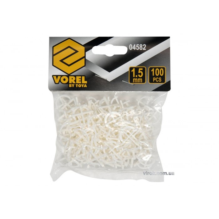 Хрестики дистанційні багаторазові для плитки VOREL : тип U, 1,5 мм. 100 (Уп/Шт.)(DW)
