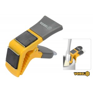 Тримач для пензля магнітний VOREL: L= 90 мм, два магніти, пластикова ручка, пружинний затиск [24/96]