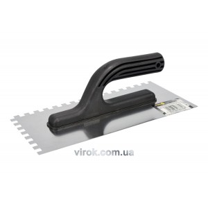 Терка гладилка VOREL : 270x125 мм, зуб 8х8 мм, Нержавіюча, зубчата(DW)