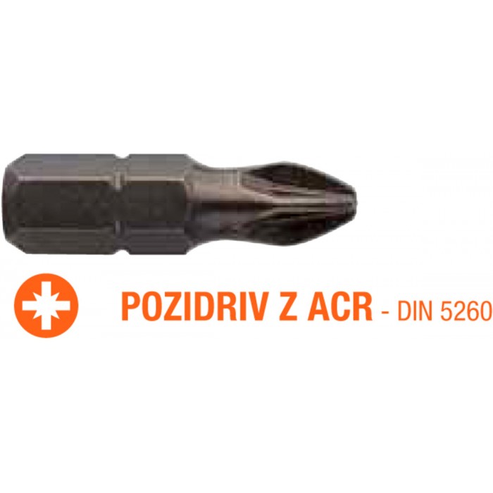 Насадка викруткова USH Industry : Pozidriv ACR PZ1 x 25 мм (з зубцями) Уп. 5 шт.