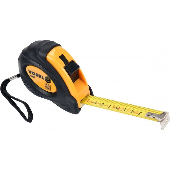 Рулетка з метричною шкалою VOREL : l= 5 м, w= 19 мм, 2 фіксатори [12/120]