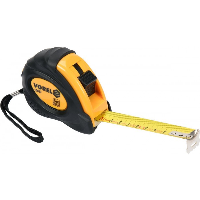 Рулетка з метричною шкалою VOREL : l= 5 м, w= 25 мм, 2 фіксатори [12/96]