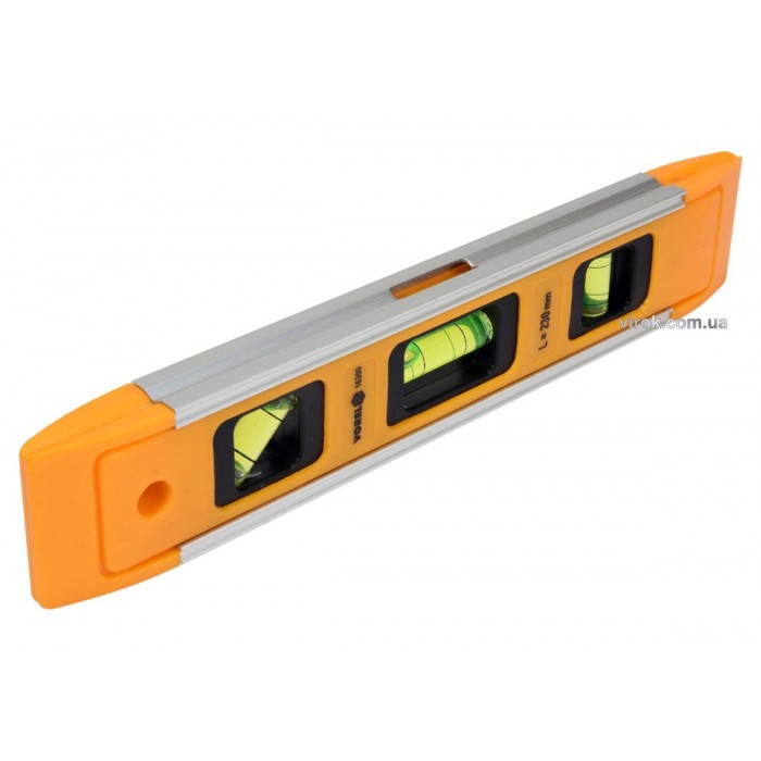 Рівень TORPEDO VOREL : 3 капсули, пластико-алюмінієвий корпус, магніт, L= 230 мм [100]