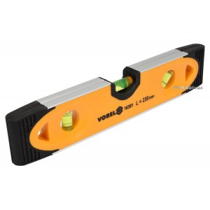 Рівень TORPEDO VOREL : 3 капсули, ударостійкий, пластико-алюмінієвий корпус, магніт, L=230 мм [100]