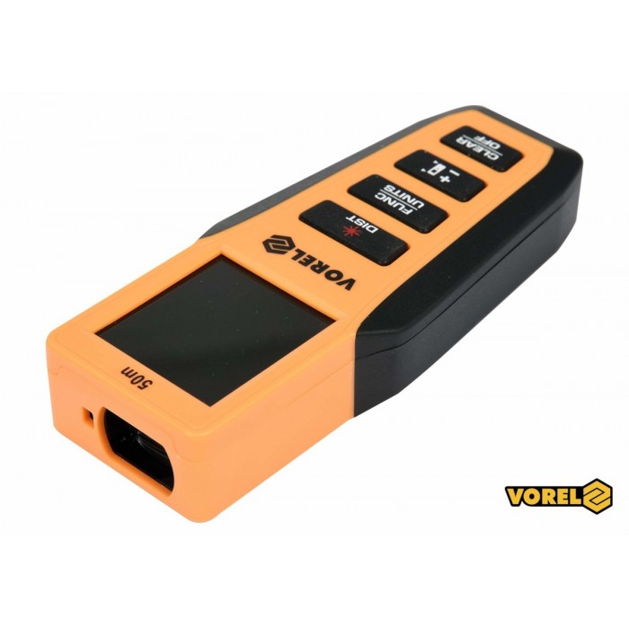 Дальномір лазерний VOREL : 0.2-50 м, точність ± 2 мм, 8 режимів, живлення- 2 x AAA (3 В) DW
