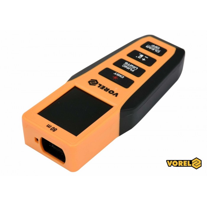 Дальномір лазерний VOREL : 0.2-80 м, точність ± 2 мм, 8 режимів, живлення- 2 x AAA (3 В) DW