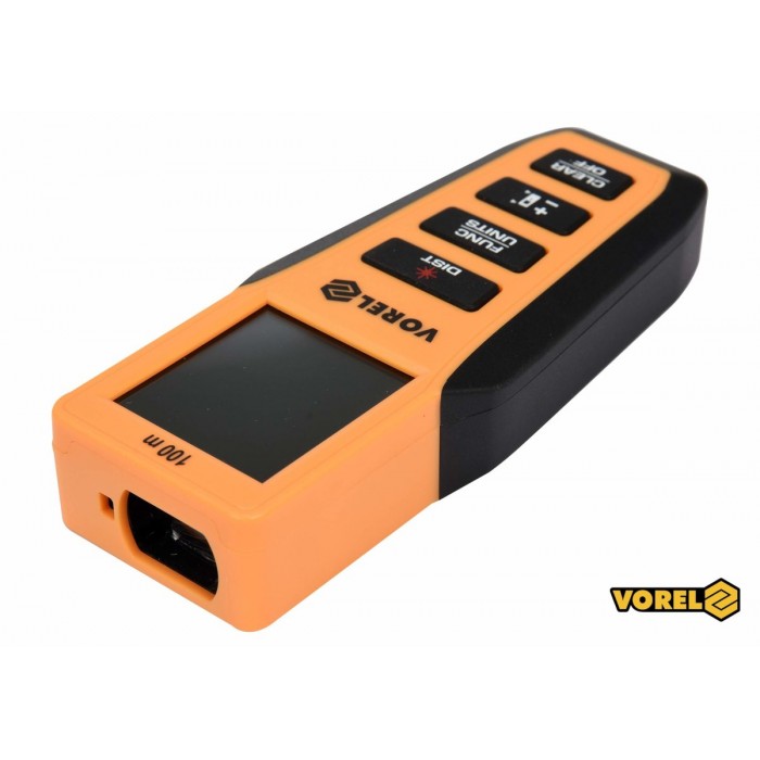 Дальномір лазерний VOREL : 0.2-100 м, точність ± 2 мм, 8 режимів, живлення- 2 x AAA (3 В) DW