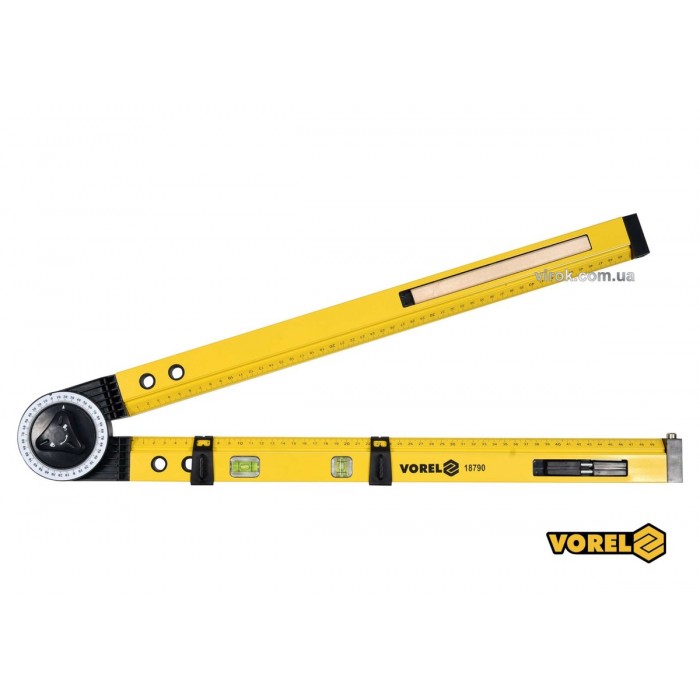 Кутомір регулювальний VOREL: l=500мм, кут 0-270°, діапаз. 0-500мм, 2 капсули+олівець [10]
