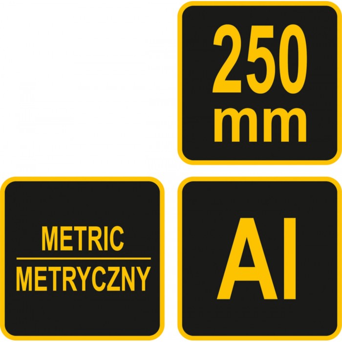 Кутник алюмінієвий VOREL зі стопкою, 180х 180х 250 мм і метричною шкалою [12/120]