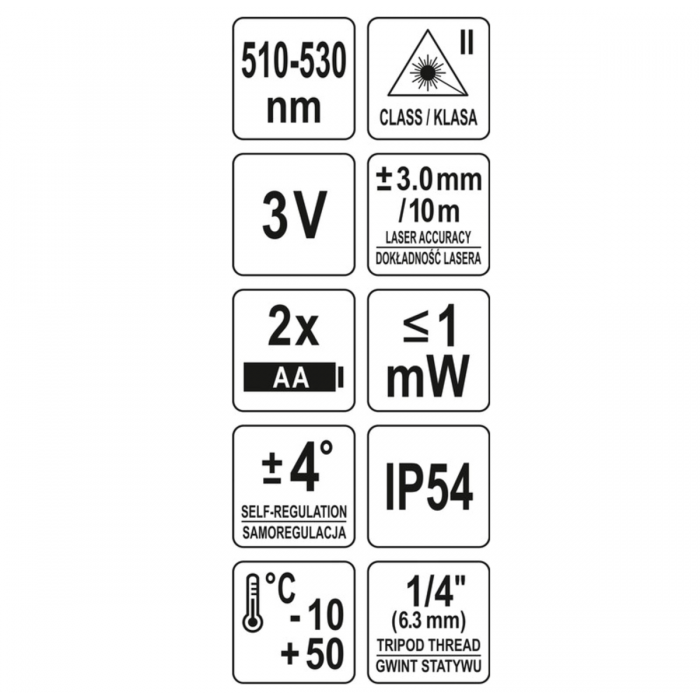 Нівелір лазерний STHOR з зеленими гориз./вертик. променями:, точність- ± 3 мм/ 10 м(DW)