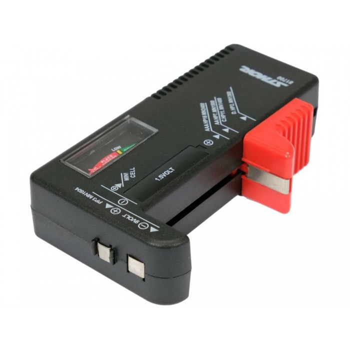 Тестер батарейок аналоговий STHOR; всі типи 1,5 В і 9 В [25]