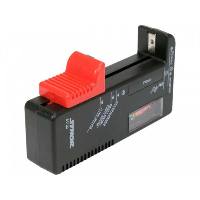 Тестер батарейок аналоговий STHOR; всі типи 1,5 В і 9 В [25]