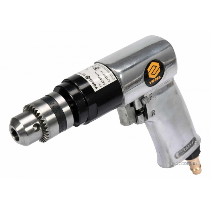 Дриль пневматичний VOREL : 1/4", патрон Ø=10 мм, 1800 об/хв, P= 0.62 МПа, 113 л/хв [10]