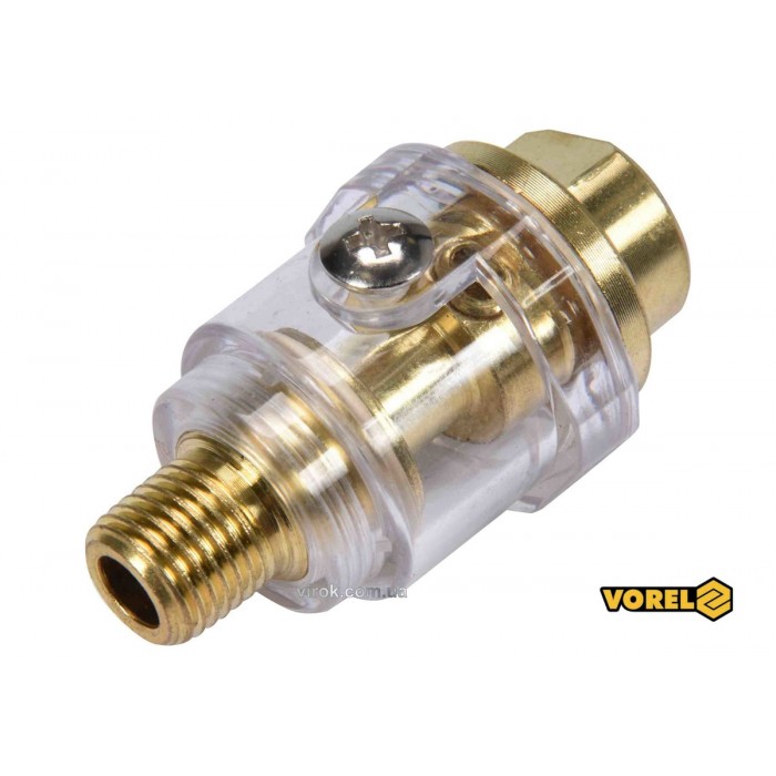 Маслянка для пневмоінструментів лінійна VOREL : 5 мл, 0.8 МПа, 1/4" [20/100]