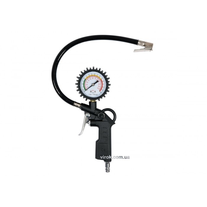 Пістолет пневматичний алюмінієвий VOREL для накачування шин з манометром, 0-6Bar і шлангом35см [30]